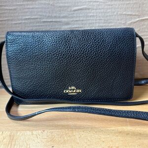 Coach Black Pebbled Leather Crossbody Bag